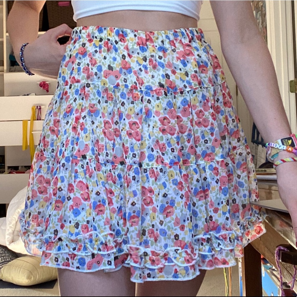 WOMEN’S FLORAL RUFFLE HIGH-WAISTED SKIRT